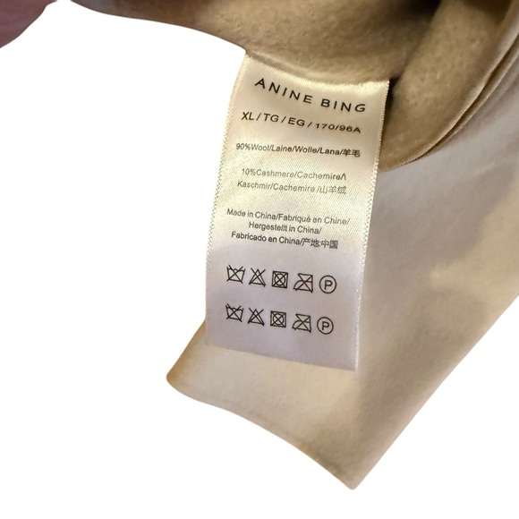 Anine Bing Quinn Wool Cashmere Taupe Coat Size XL - Picture 9 of 9